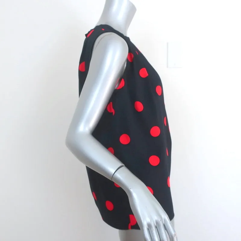 Michael Kors Collection Polka Dot Blouse Navy/Red Size 4 Sleeveless Top NEW