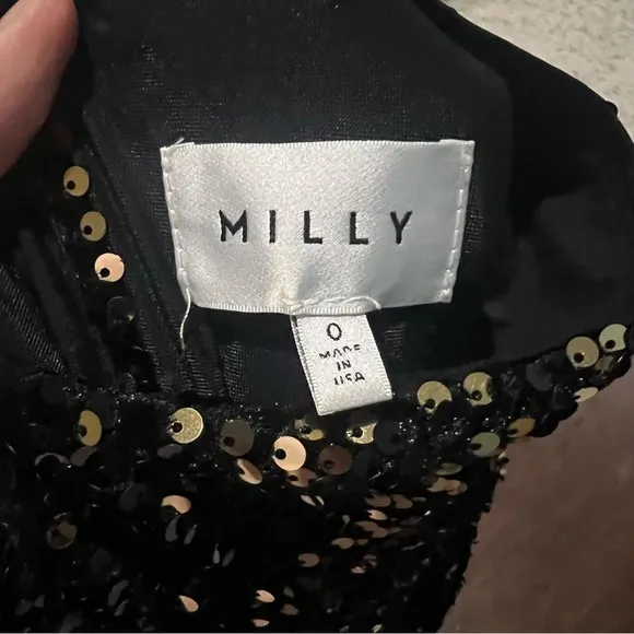 Milly Sequin Gold Turtleneck Mini Dress
