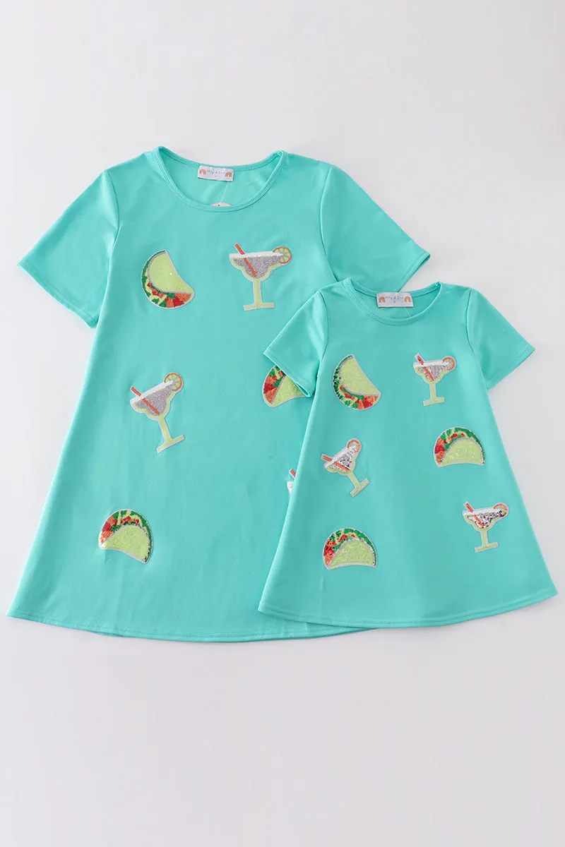 Mint Taco Mojito Sequin Mom&me Dress