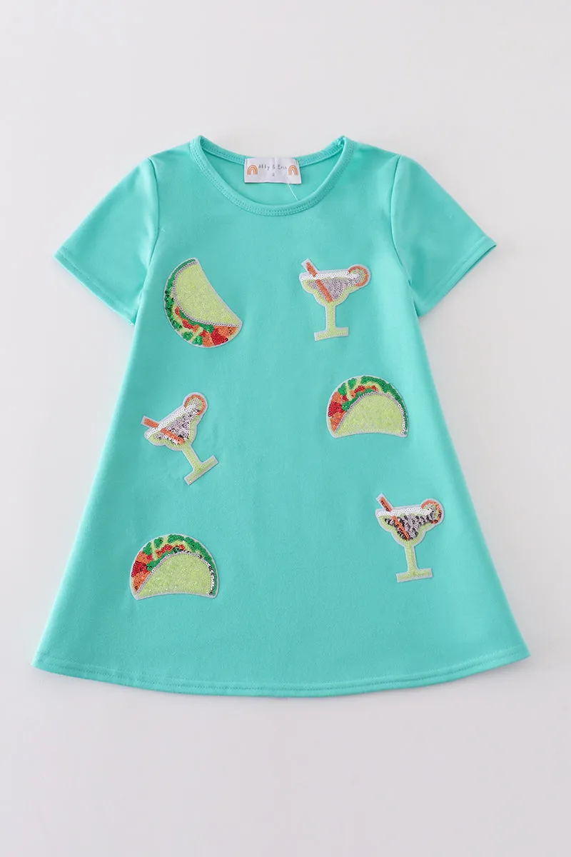 Mint Taco Mojito Sequin Mom&me Dress