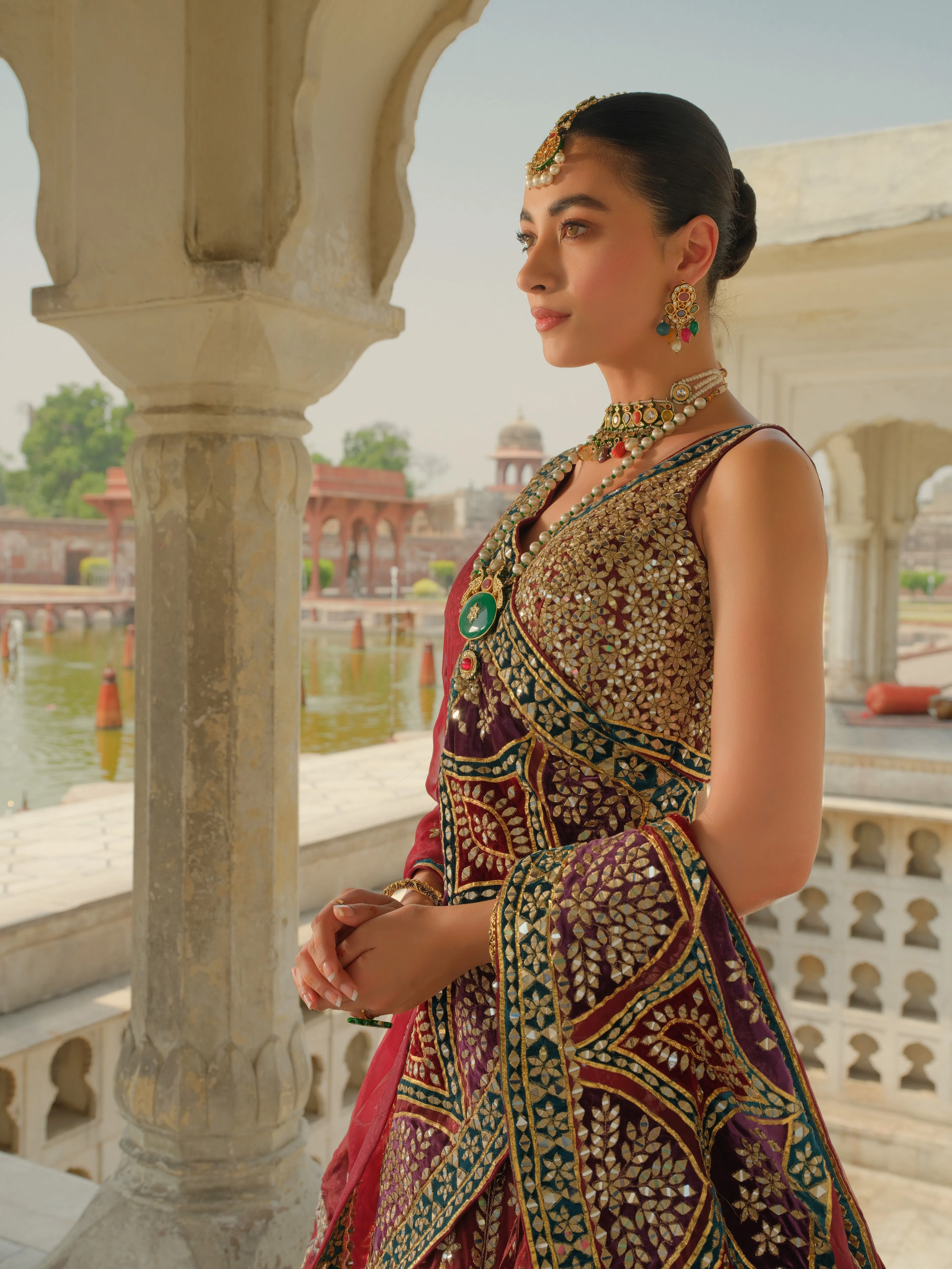 Mirror Worked Lehenga Choli Dupatta Dress Pakistani