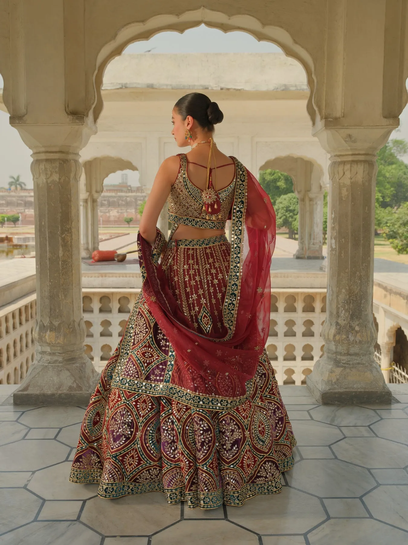 Mirror Worked Lehenga Choli Dupatta Dress Pakistani