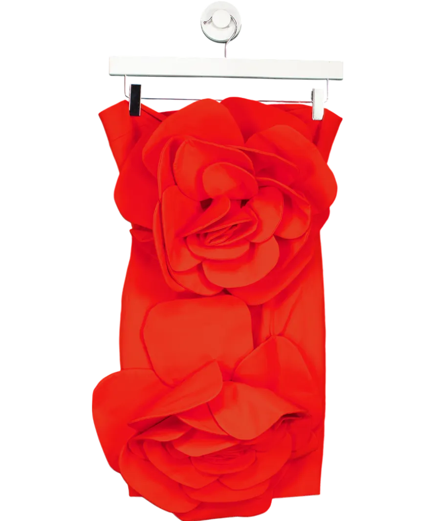 Miscreants Red Rosie Strapless Flower Dress UK 6