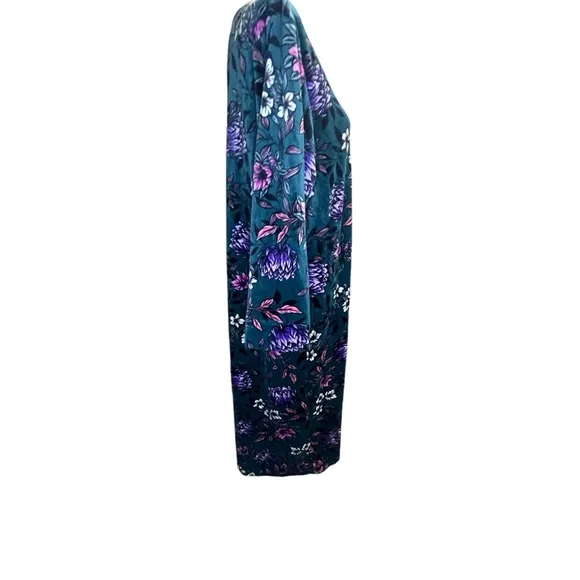 Miss Elaine, Boho Velvet Floral Vintage Style, Full-Length, Zip-up, Mom Robe