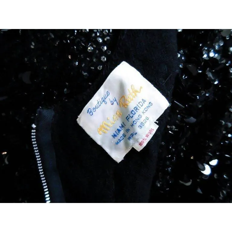MISS RUTH Beaded Wool Sequin Gown | Size S