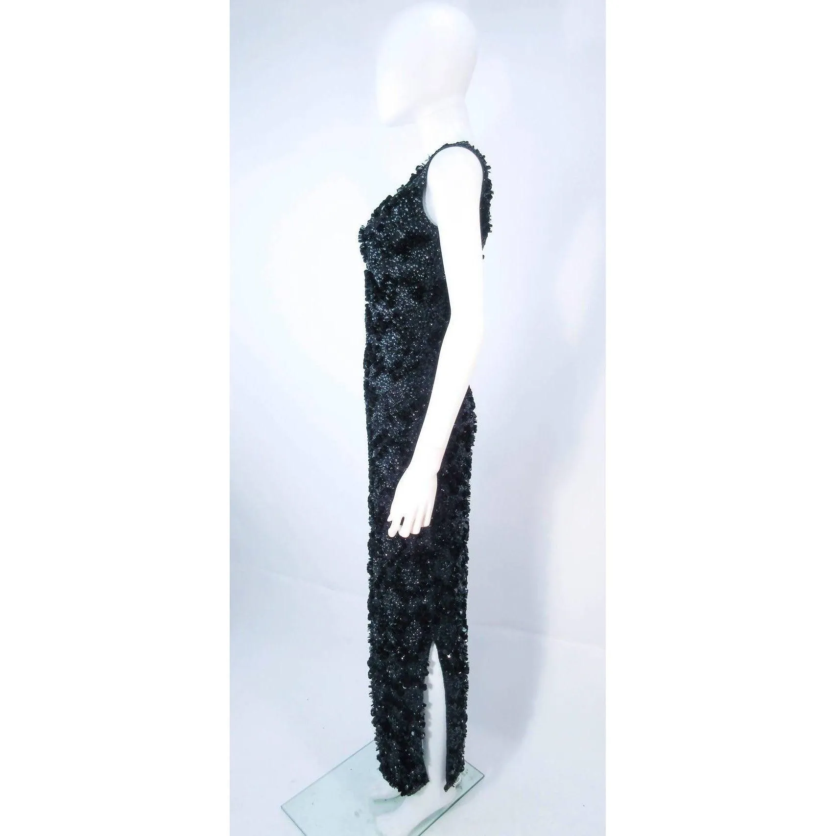 MISS RUTH Beaded Wool Sequin Gown | Size S
