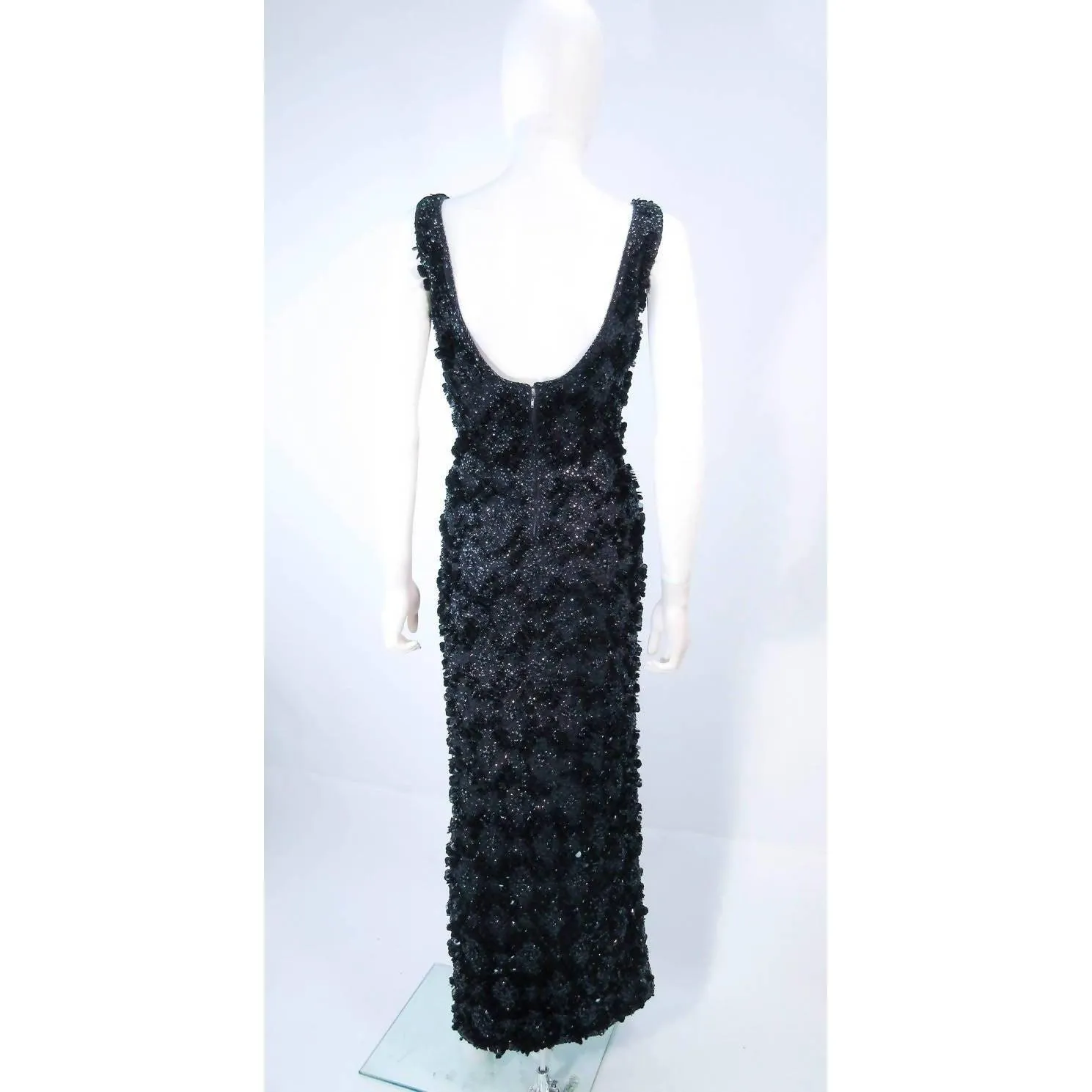 MISS RUTH Beaded Wool Sequin Gown | Size S