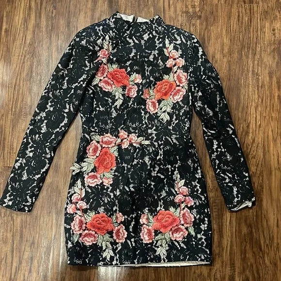 Missguided x Peace &amp; Love Floral Lace High Neck Dress limited collection size 8