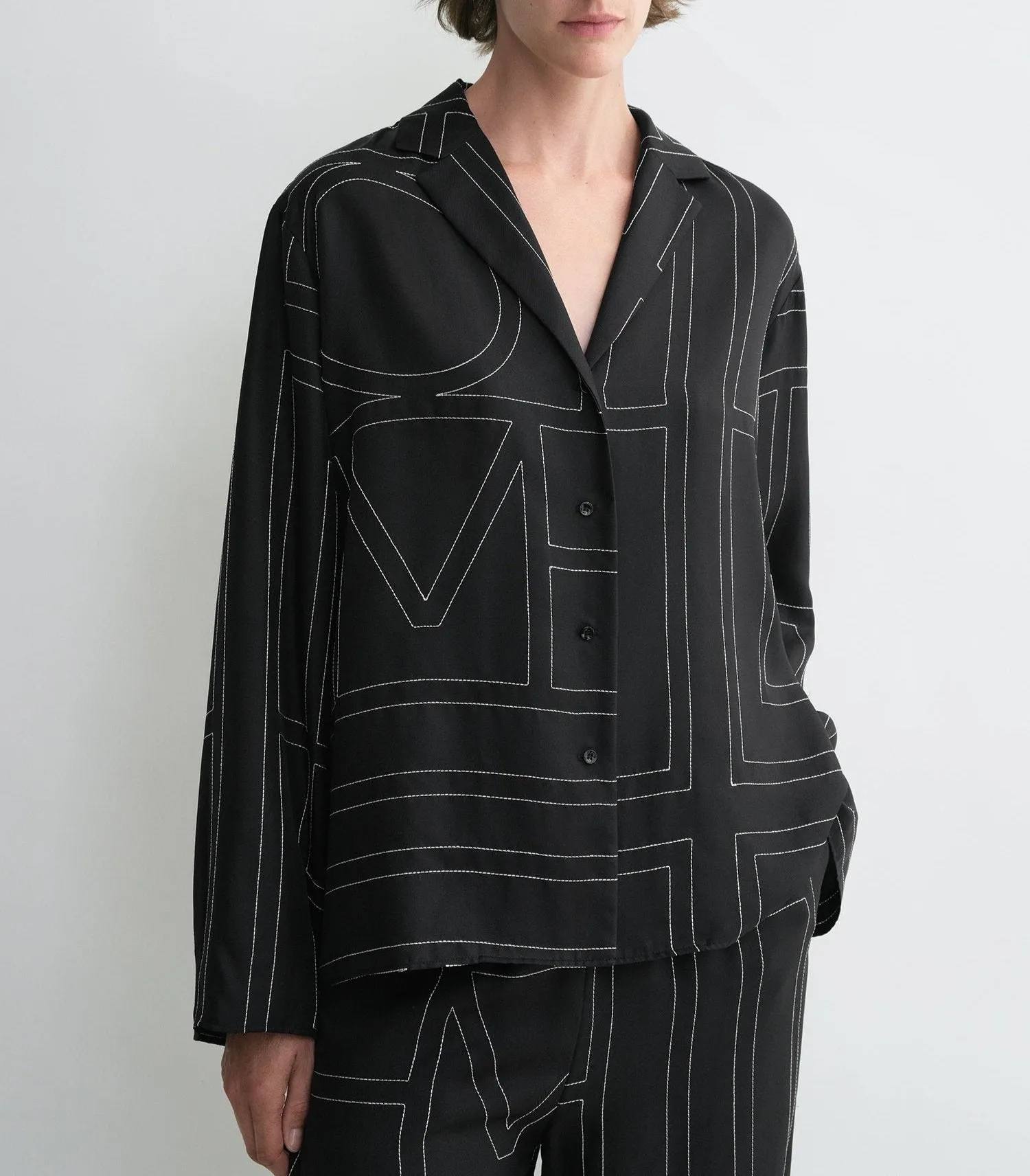 Monogram Silk Pj Top