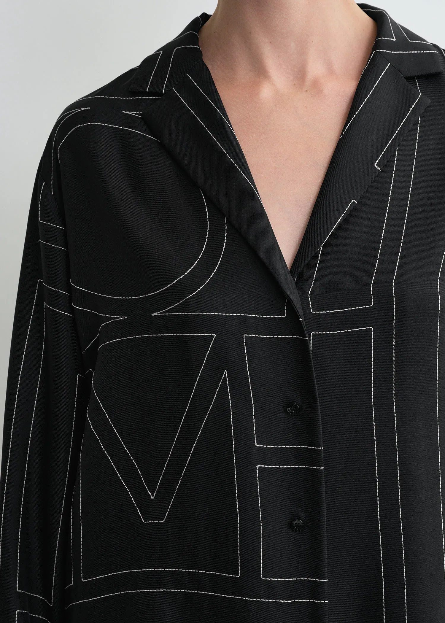 Monogram Silk Pj Top