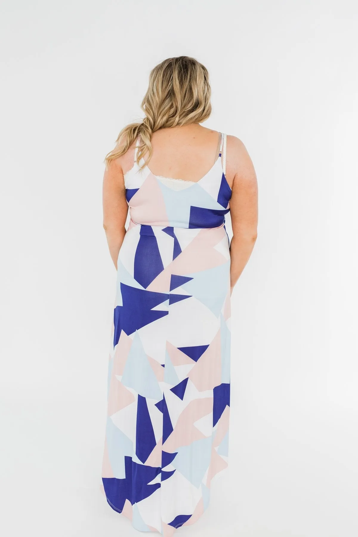 Morning Breeze Hi-Low Dress- Ivory, Blue, & Blush