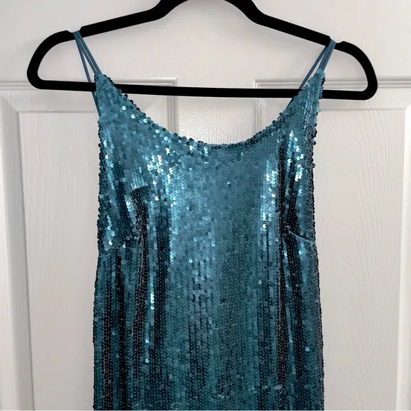 Motel Rocks Sequin Strappy Teal Mini Dress Size Large