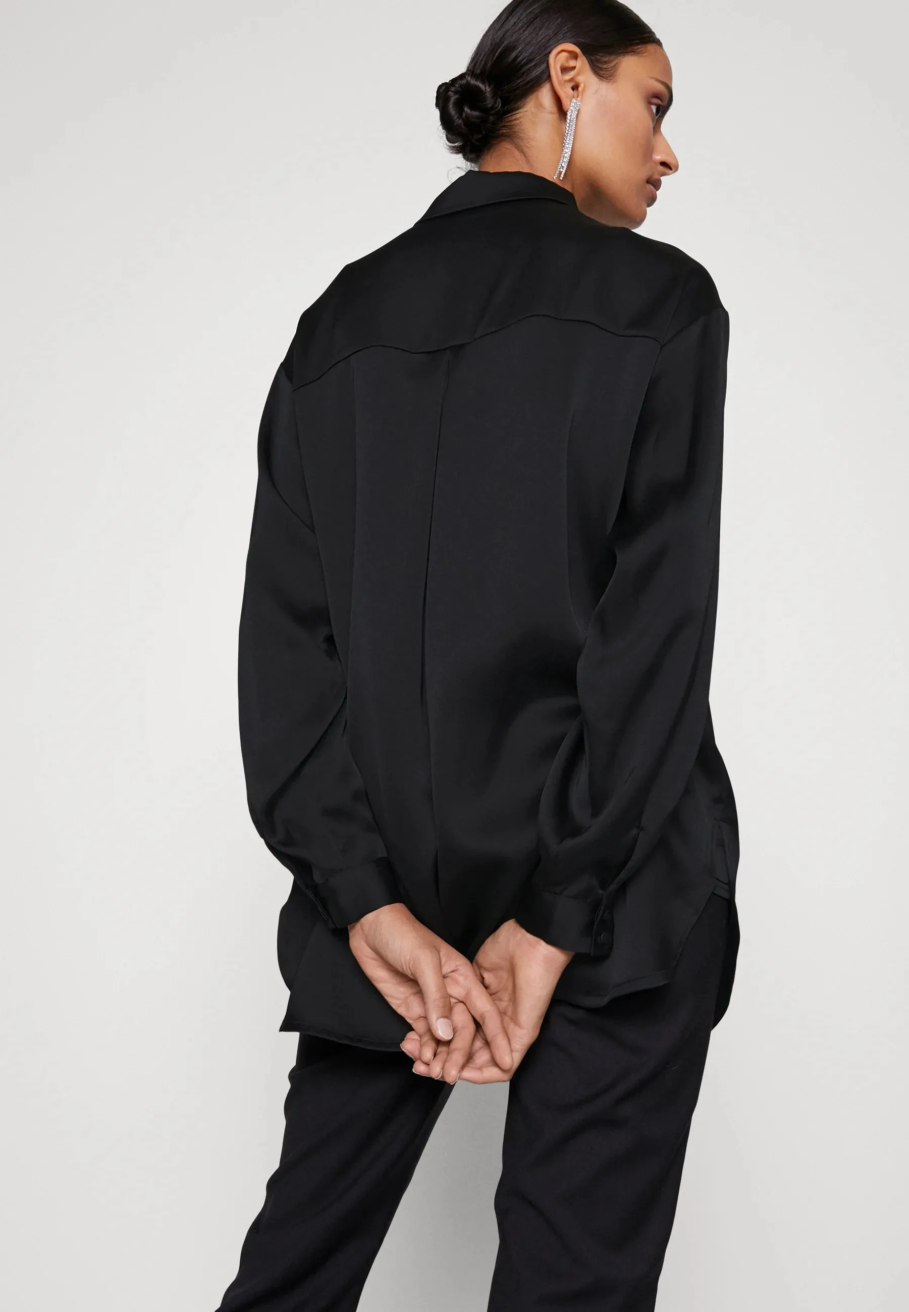 MSCH Jeanita  Black Satin Shirt