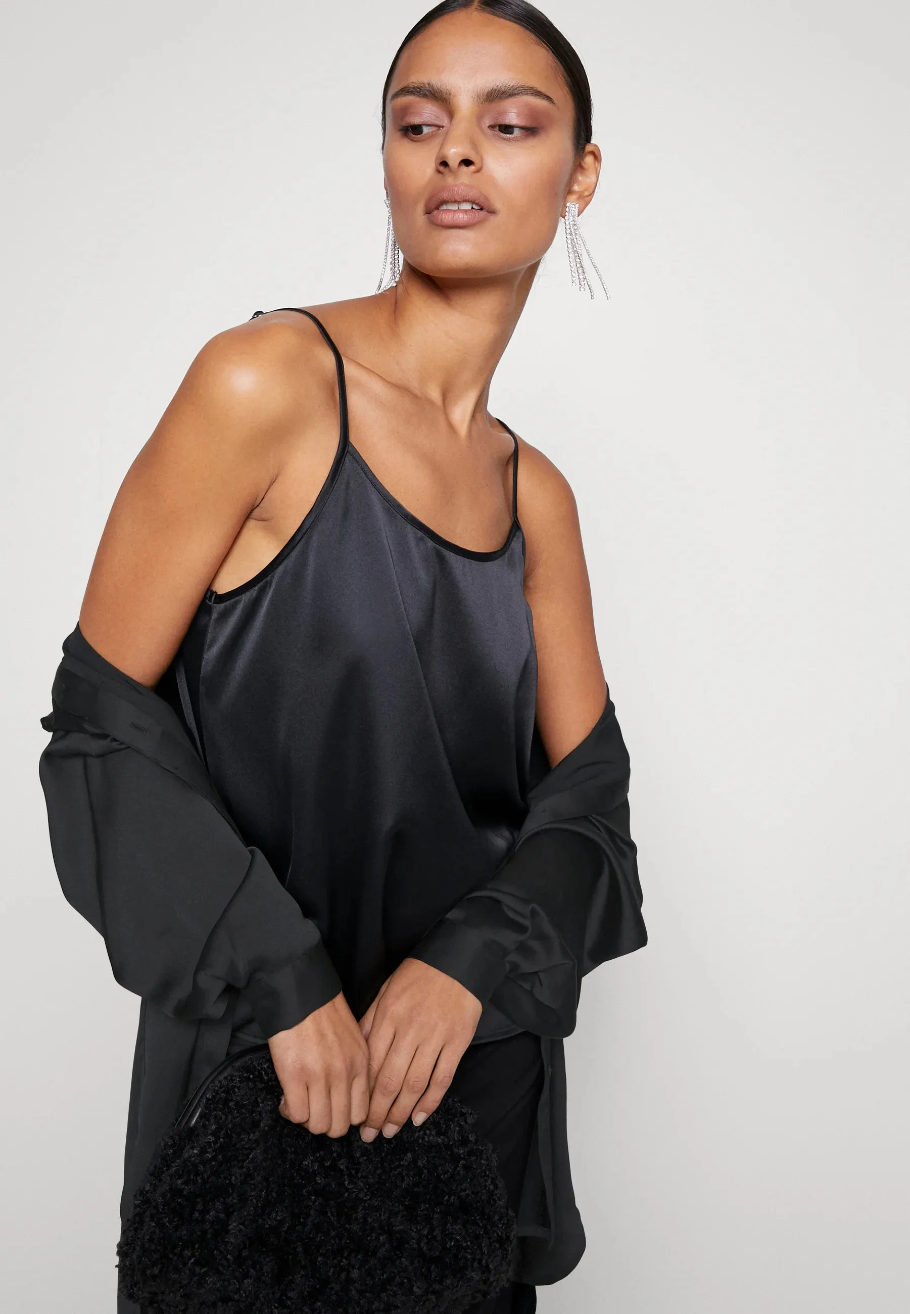 MSCH Jeanita  Black Satin Shirt