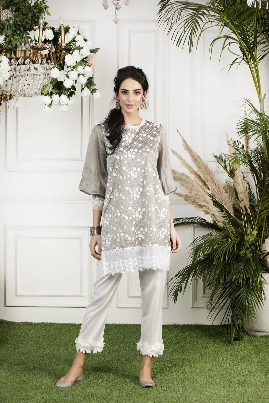 Mulmul Mimosa Kurta With Hibiscus Cotton Pyajamas