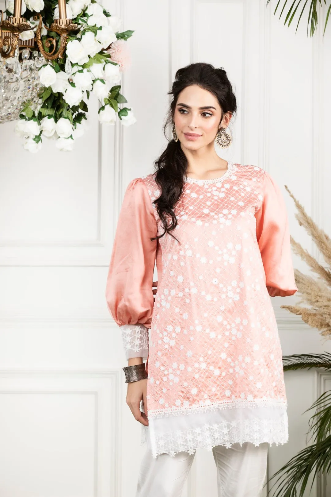 Mulmul Mimosa Kurta With White Fern Pyjamas