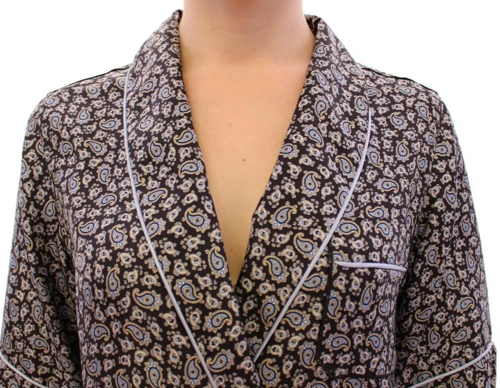 Multicolor PAJAMA Silk Blouse Top Shirt