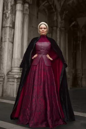 Muslima Black Ruby Velvet Abaya