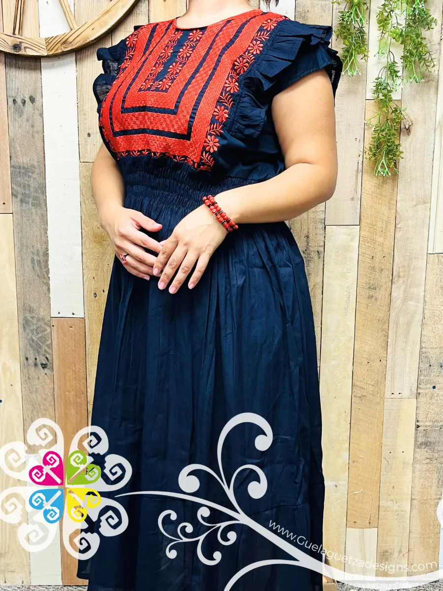 Navy Blue Tehuana Bonita Dress