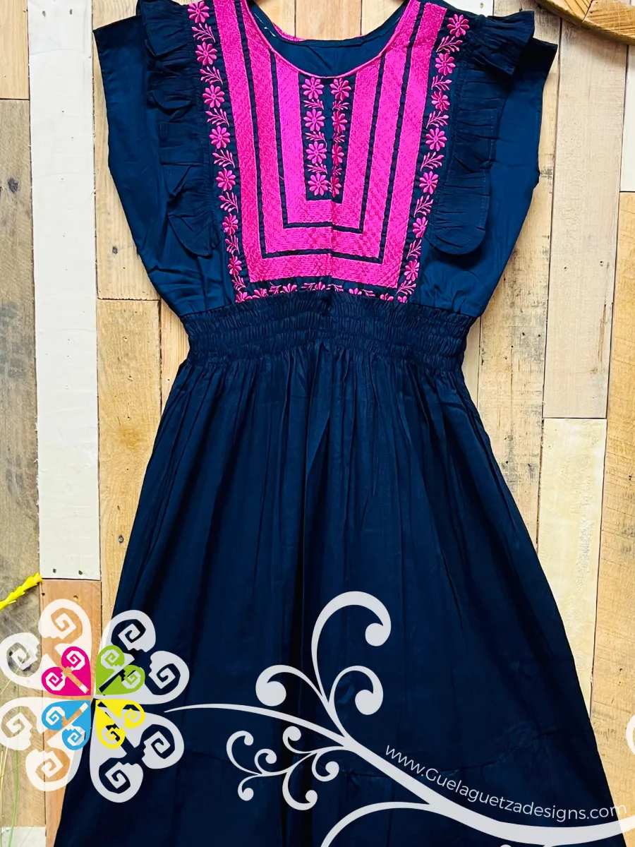 Navy Blue Tehuana Bonita Dress