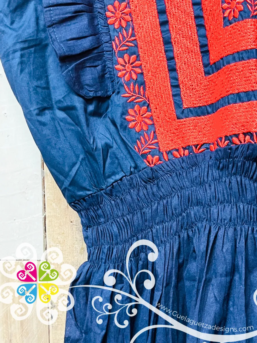 Navy Blue Tehuana Bonita Dress