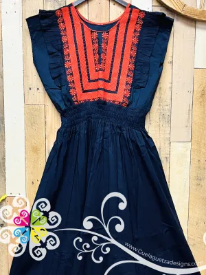 Navy Blue Tehuana Bonita Dress