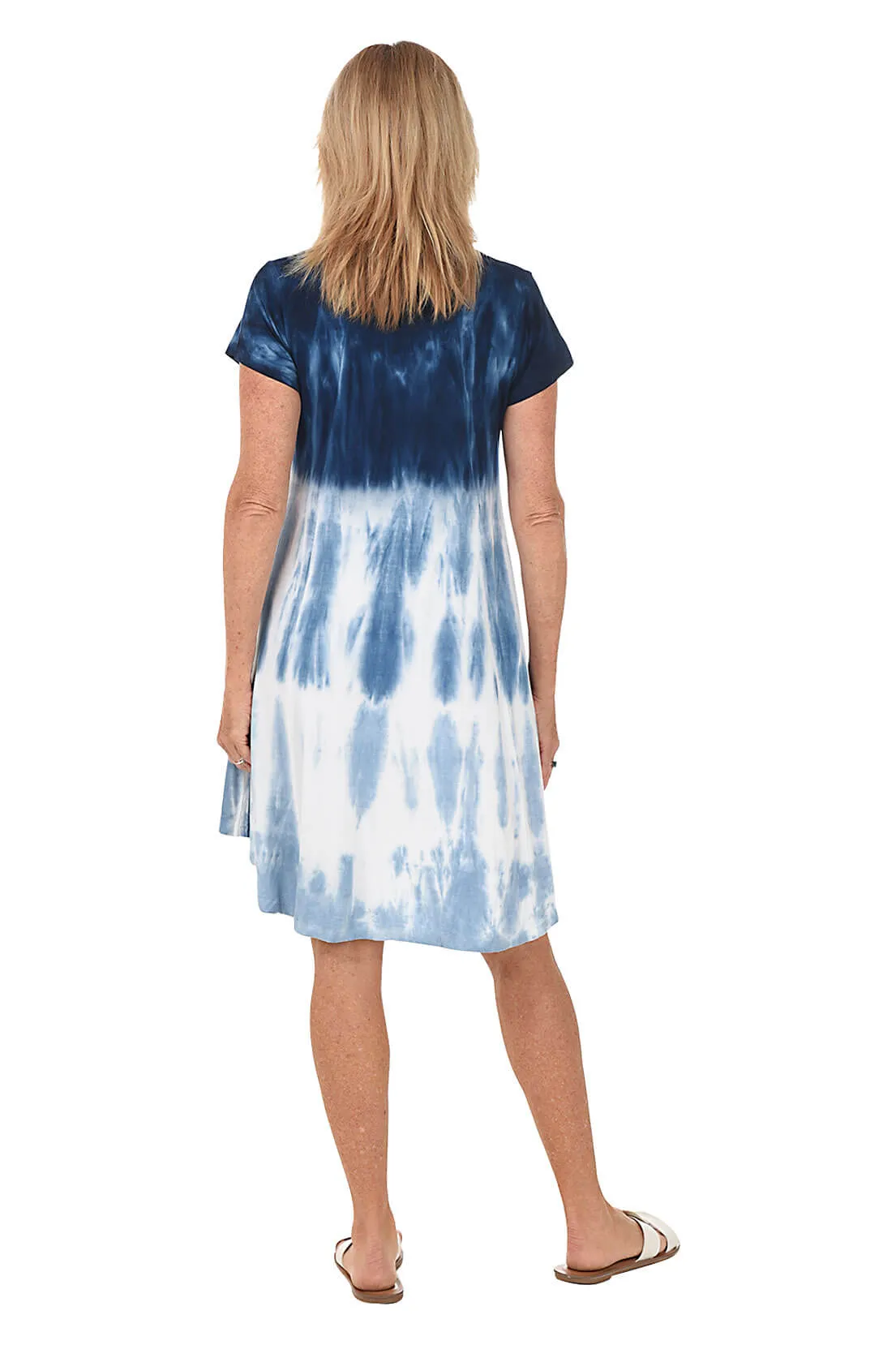 Navy Dip-Dyed High-Low Dress