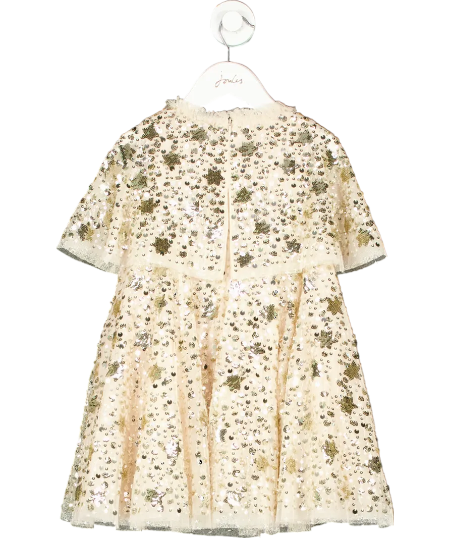 Needle & Thread Nude Shooting Star Sequin Embellished Cape Mini Dress 3 Years