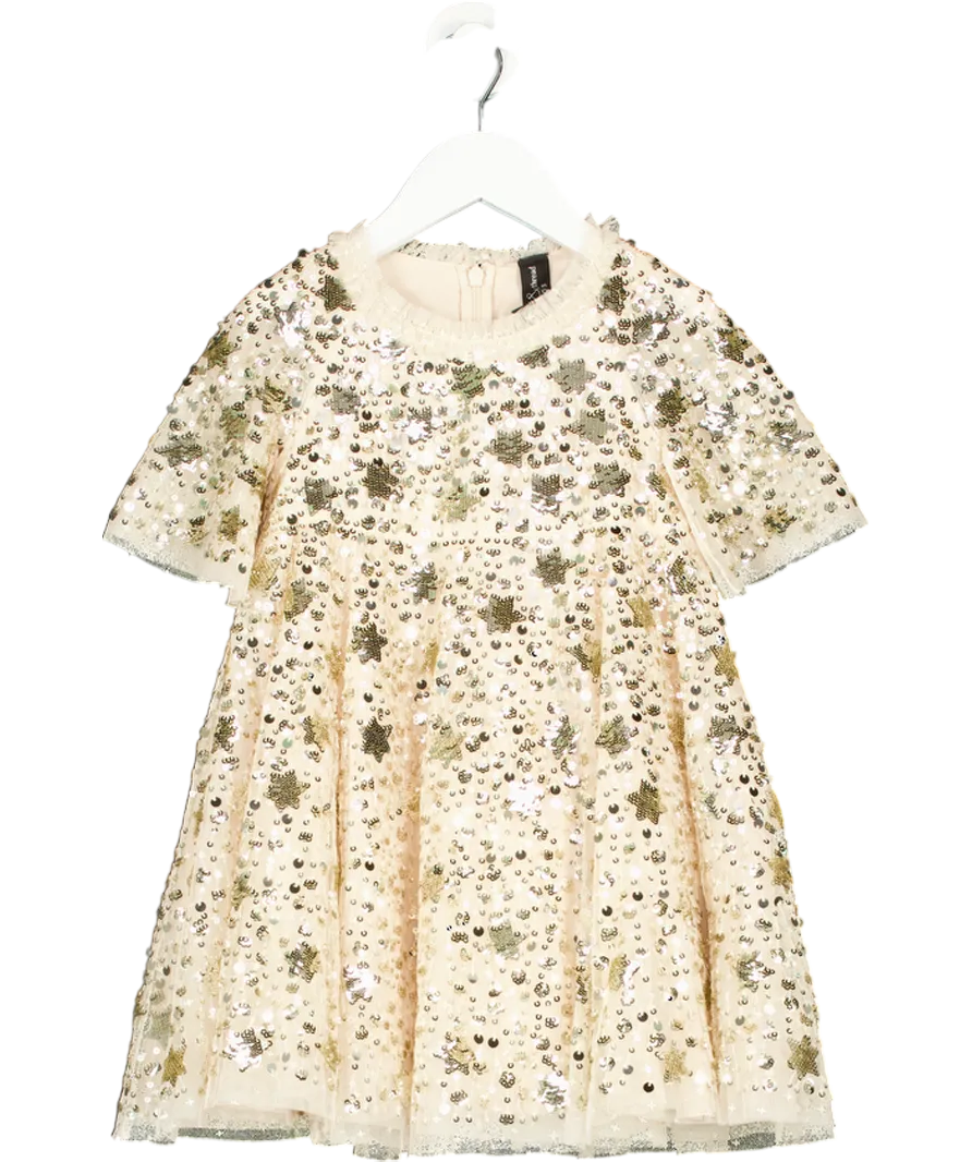 Needle & Thread Nude Shooting Star Sequin Embellished Cape Mini Dress 3 Years