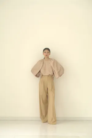 New Season Summer to Fall 2024-Top Embroidered Cuffs Silk Off White-CR/TS/051-Suzanne-Fashion Edit Hemji
