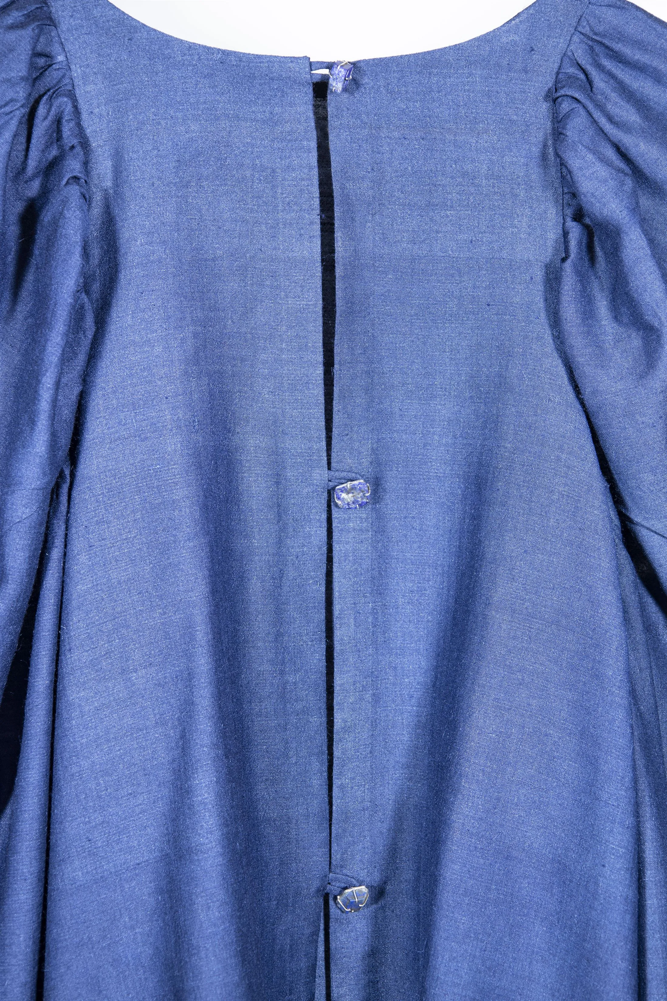 New Season Summer to Fall 2024-Top Racer Embroidered Silk Midnight Blue-MB/TS/053-Suzanne-Fashion Edit Hemji