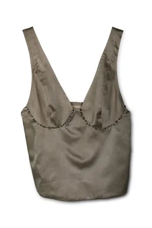 New Season Summer to Fall 2024-Top Singlet Silk Crepe Dirty Grey-GR/S/069-Suzanne-Fashion Edit Hemji