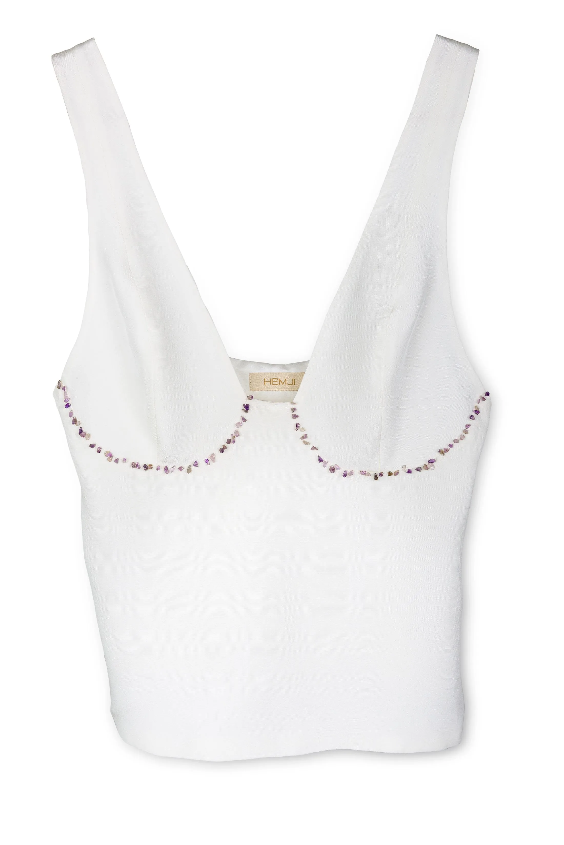 New Season Summer to Fall 2024-Top Singlet Silk Crepe White-WH/CR/068-Suzanne-Fashion Edit Hemji