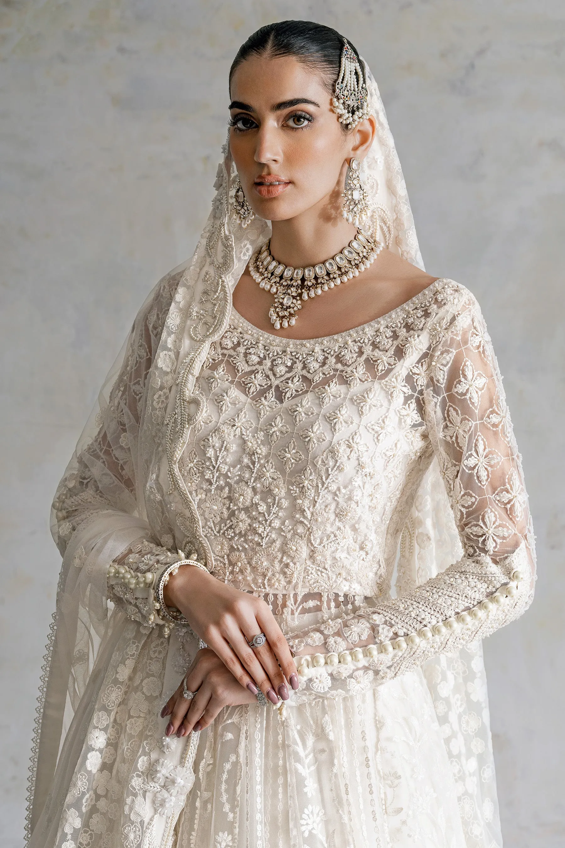 Nikkah Dress in Pishwas Frock and White Lehenga Style