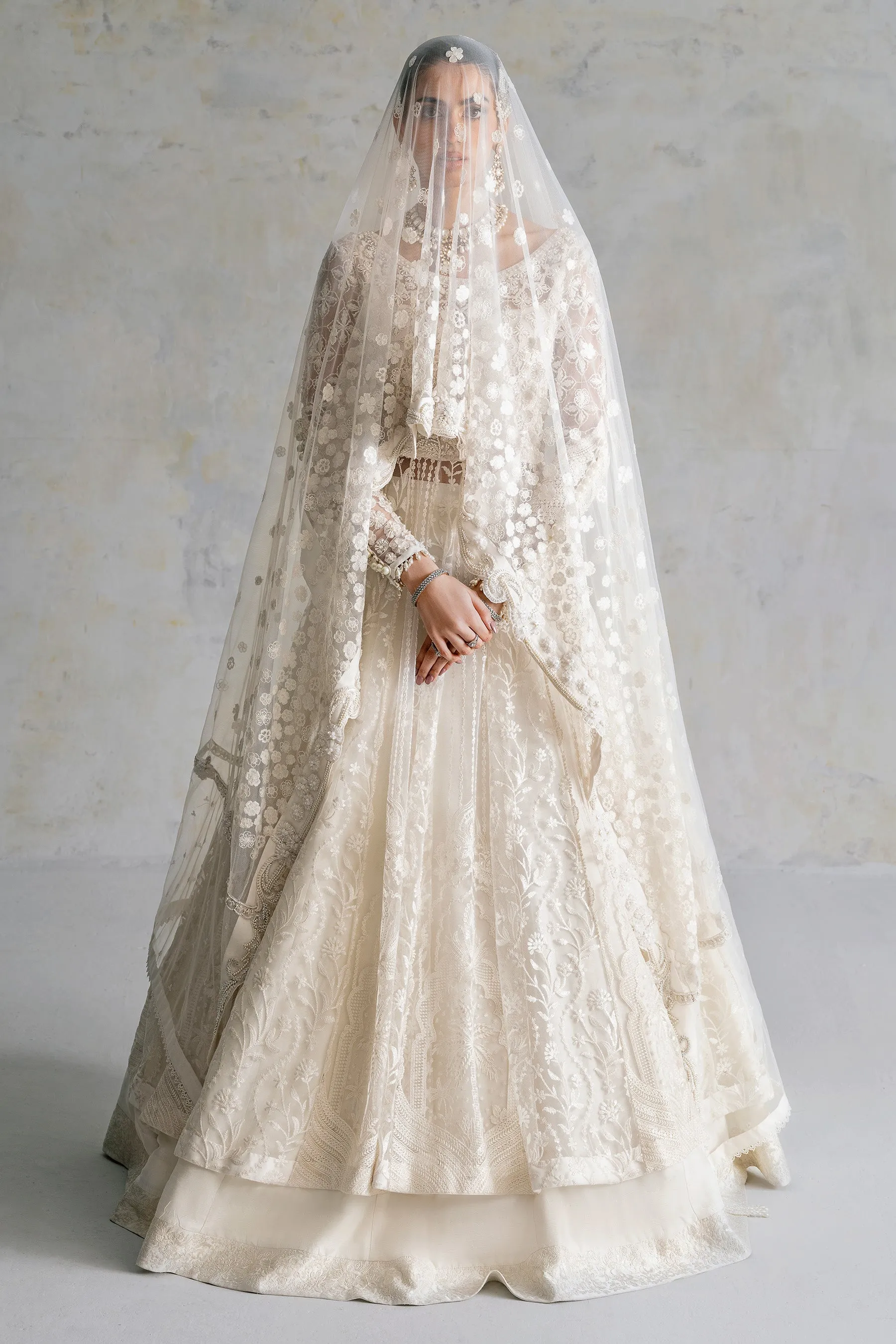 Nikkah Dress in Pishwas Frock and White Lehenga Style