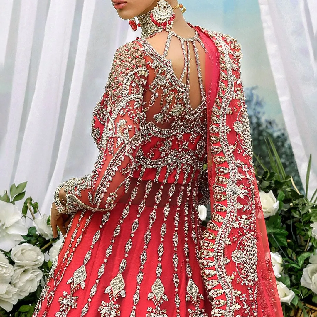 Nomi Ansari Pink Front Open Gown Lehenga Pakistani Wedding Dresses