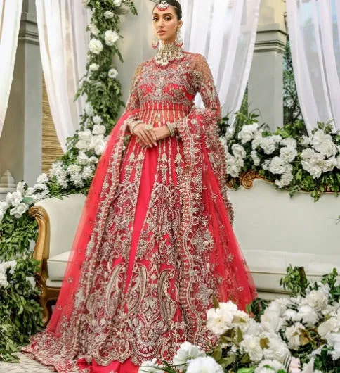 Nomi Ansari Pink Front Open Gown Lehenga Pakistani Wedding Dresses