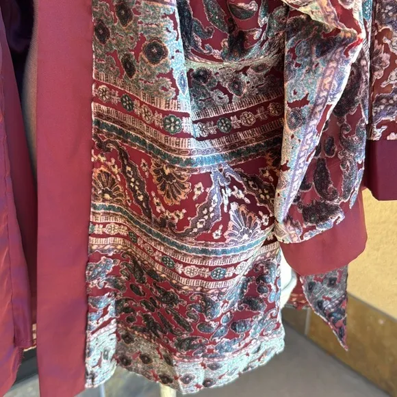 NWT Dress Forum paisley burn out velvet kimono lined-sheer arm cardigan M L XL