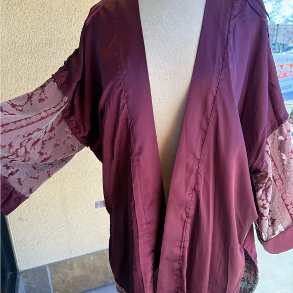 NWT Dress Forum paisley burn out velvet kimono lined-sheer arm cardigan M L XL