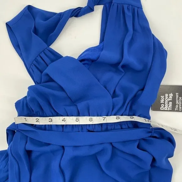 NWT Express Royal Blue High Low Belted Sleeveless Dress Womens Size XS Open Back