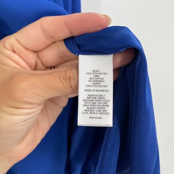 NWT Express Royal Blue High Low Belted Sleeveless Dress Womens Size XS Open Back