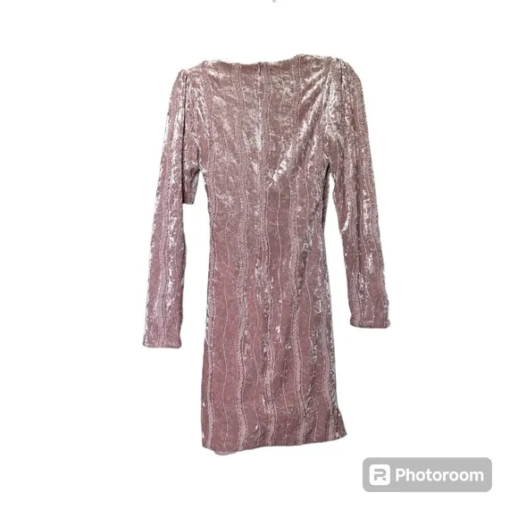 NWT Lulus Celebrate It Dusty Mauve Velvet‎ Embellished Tulip Mini Dress XS