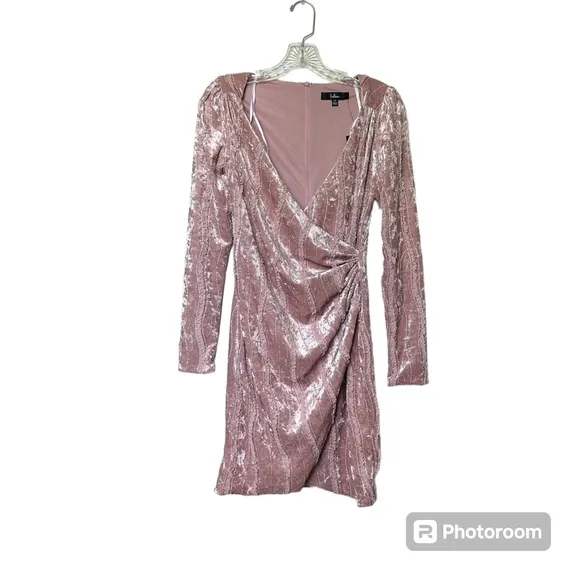 NWT Lulus Celebrate It Dusty Mauve Velvet‎ Embellished Tulip Mini Dress XS