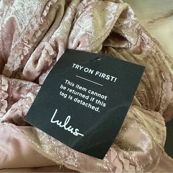 NWT Lulus Celebrate It Dusty Mauve Velvet‎ Embellished Tulip Mini Dress XS