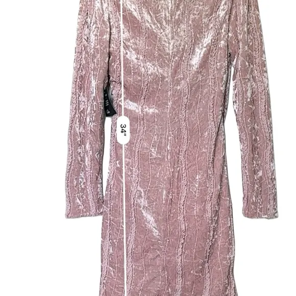 NWT Lulus Celebrate It Dusty Mauve Velvet‎ Embellished Tulip Mini Dress XS