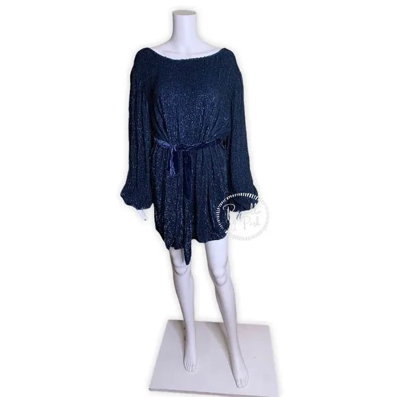 NWT Retrofete Selma Sequin Dress Navy Blue