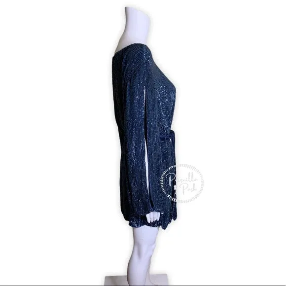 NWT Retrofete Selma Sequin Dress Navy Blue