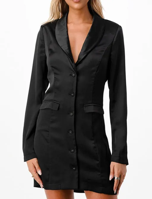 Oakdale Satin Blazer Dress