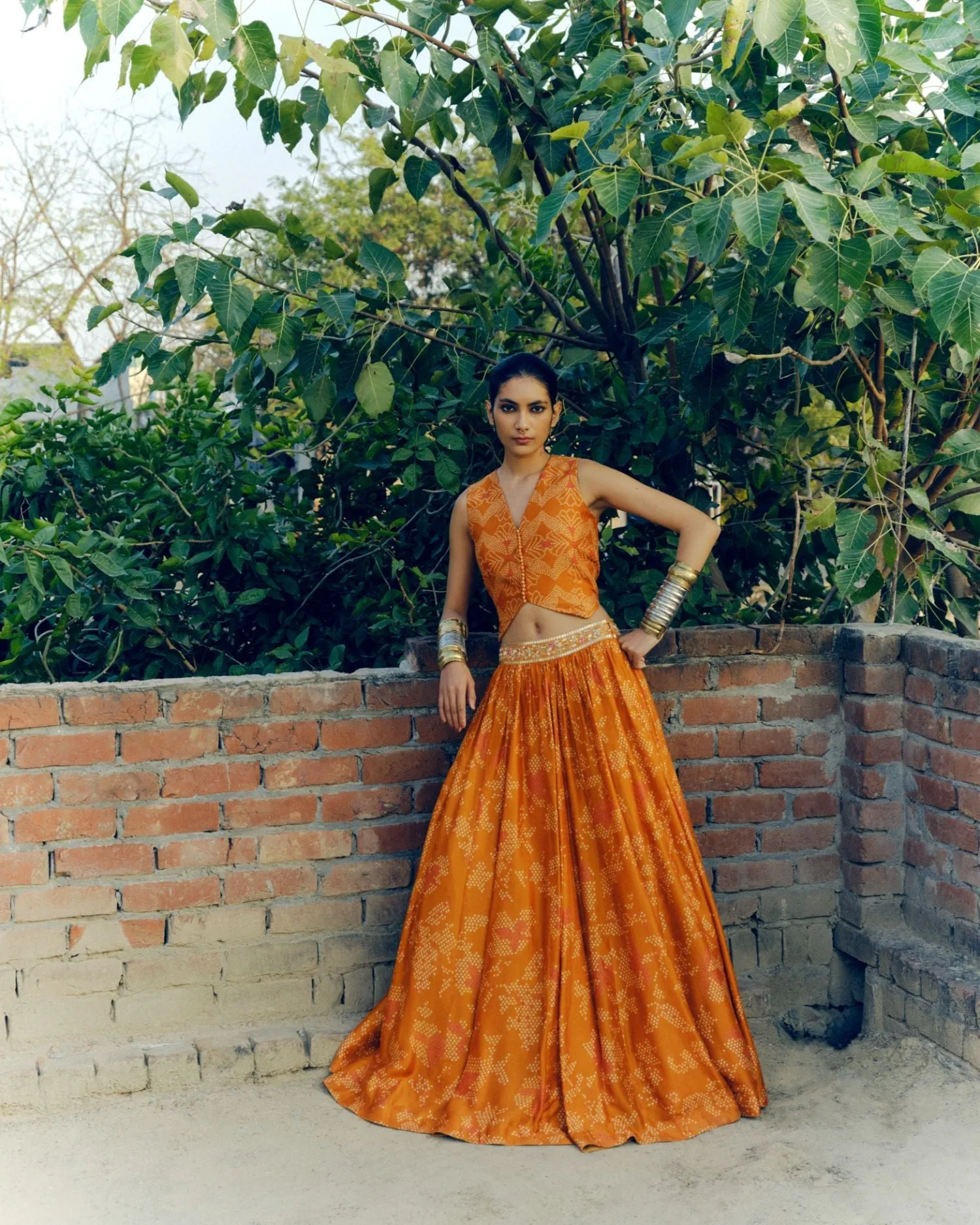Ochre lehenga set
