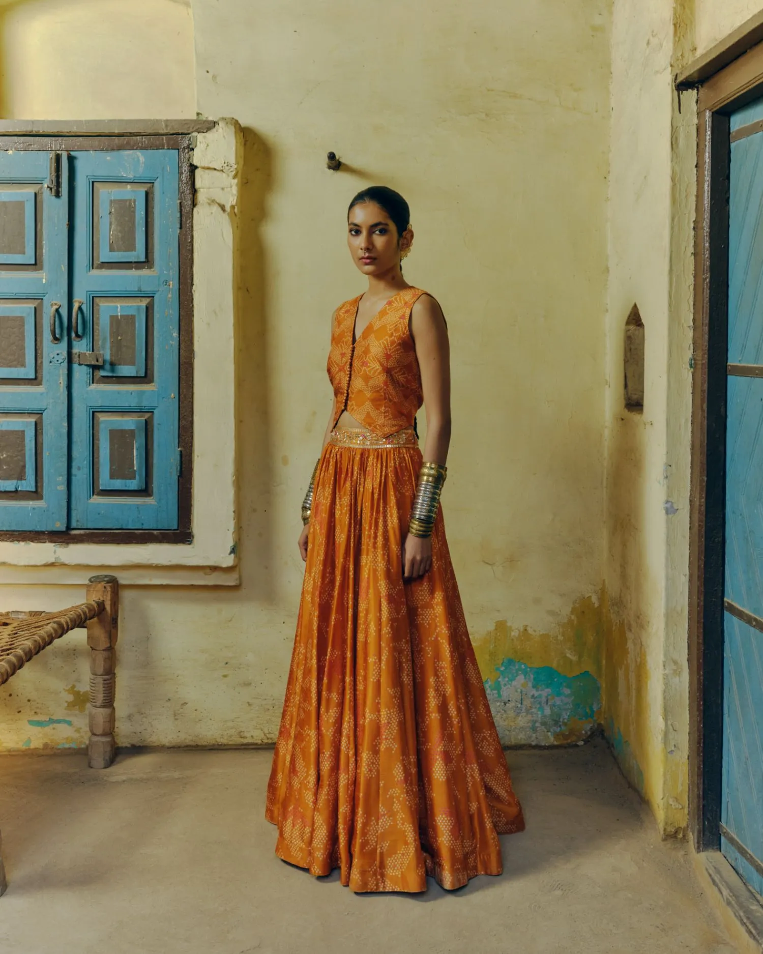 Ochre lehenga set